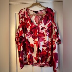 INC floral cold shoulder top
